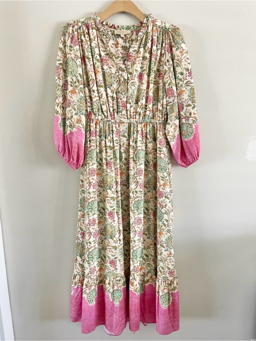 Farmers Market Floral Tiered Maxi Midi Dress Boho Prairie Cottage World Market - Picture 5 of 6